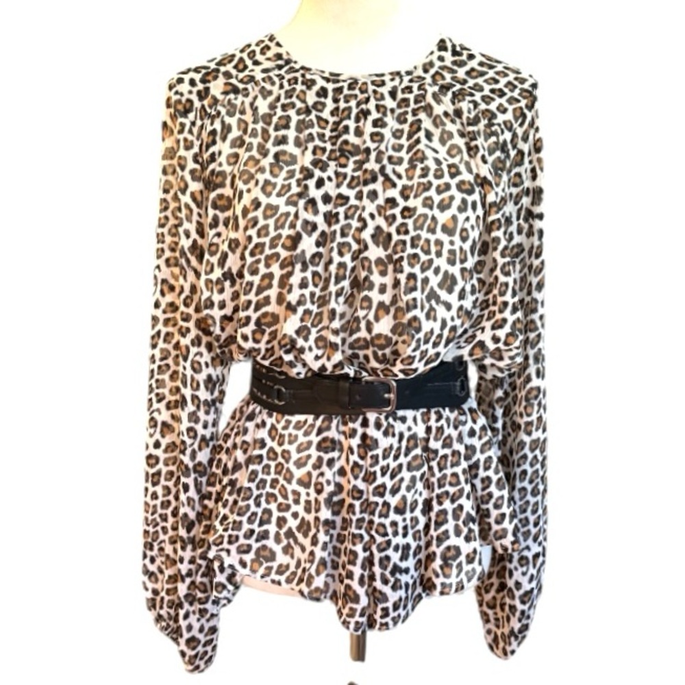 NWT - Anthropologie’s Maeve Leopard Peasant Blouse